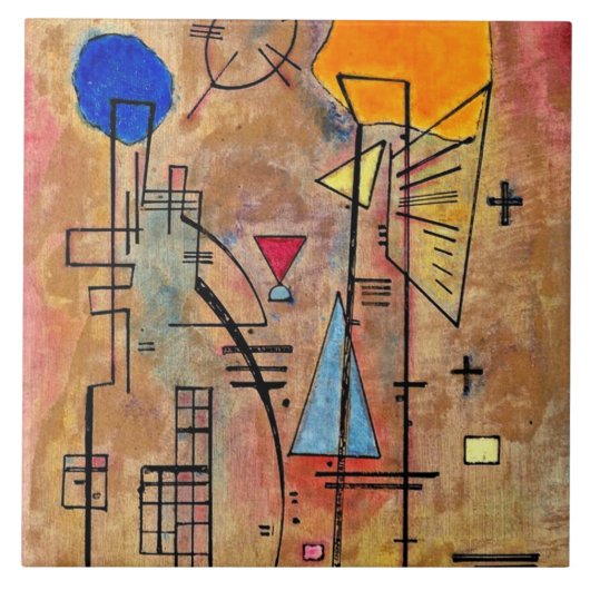 Kandinsky - Eins Zwei, beroemd schilderij Tegeltje (Voorkant)