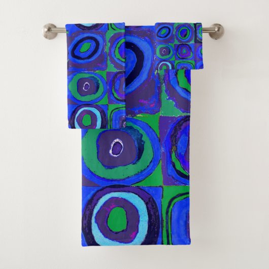 Kandinsky Farbstudie Blue Quadrate Square Circle Bad Handdoek (Insitu)