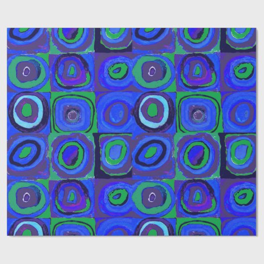 Kandinsky Farbstudie Blue Quadrate Square Circle Cadeaupapier (Vlak)