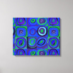 Kandinsky Farbstudie Blue Quadrate Square Circle Canvas Afdruk