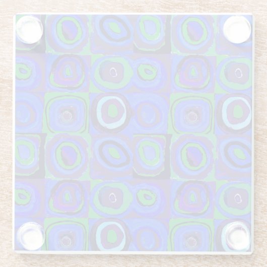 Kandinsky Farbstudie Blue Quadrate Square Circle Glazen Onderzetter (Achterkant)