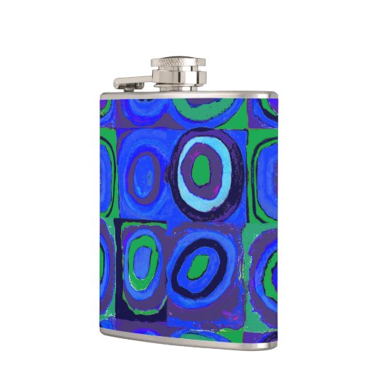 Kandinsky Farbstudie Blue Quadrate Square Circle Heupfles (Links)