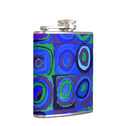 Kandinsky Farbstudie Blue Quadrate Square Circle Heupfles (Rechts)