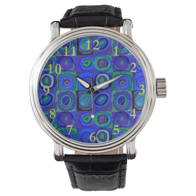 Kandinsky Farbstudie Blue Quadrate Square Circle Horloge (Voorkant)