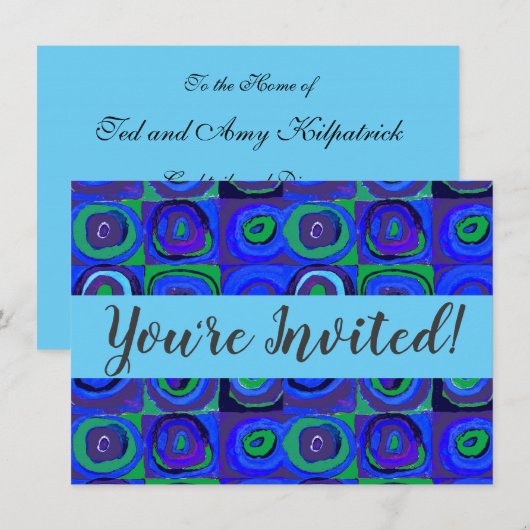 Kandinsky Farbstudie Blue Quadrate Square Circle Kaart (Voorkant / Achterkant)