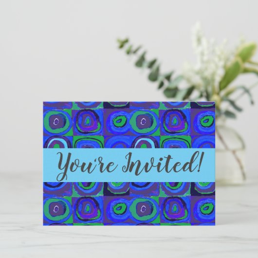 Kandinsky Farbstudie Blue Quadrate Square Circle Kaart (Staand voorkant)