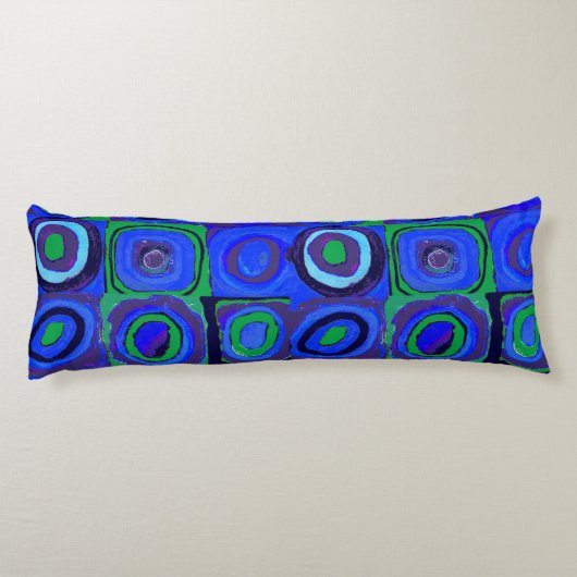 Kandinsky Farbstudie Blue Quadrate Square Circle Lichaamskussen (Achterkant)