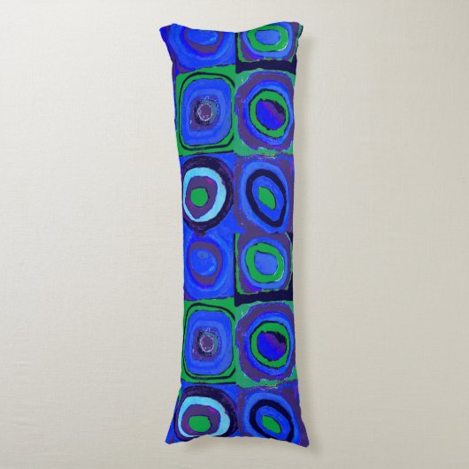 Kandinsky Farbstudie Blue Quadrate Square Circle Lichaamskussen (Voorkant Verticaal)