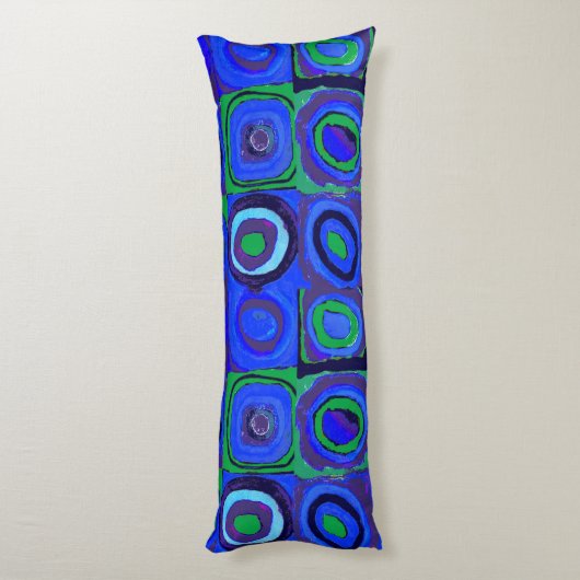 Kandinsky Farbstudie Blue Quadrate Square Circle Lichaamskussen (Achterkant (Verticaal))