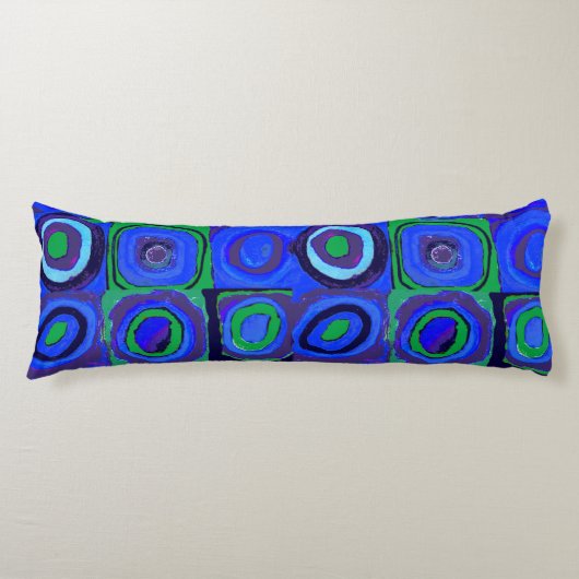 Kandinsky Farbstudie Blue Quadrate Square Circle Lichaamskussen (Voorkant)