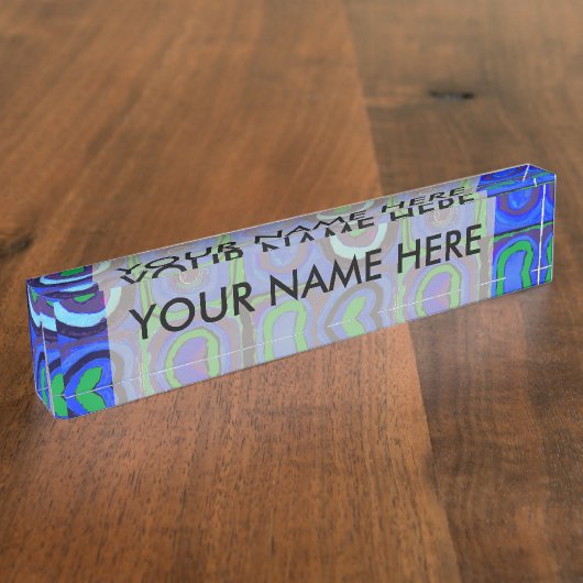 Kandinsky Farbstudie Blue Quadrate Square Circle Naambordje (Zijkant)