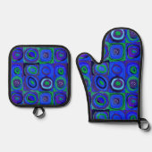 Kandinsky Farbstudie Blue Quadrate Square Circle Ovenwant & Pannenlap Set (Voorkant)