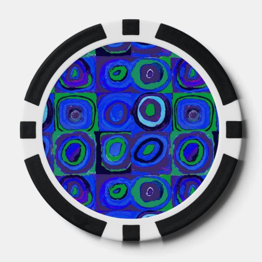 Kandinsky Farbstudie Blue Quadrate Square Circle Poker Chips (Voorkant)