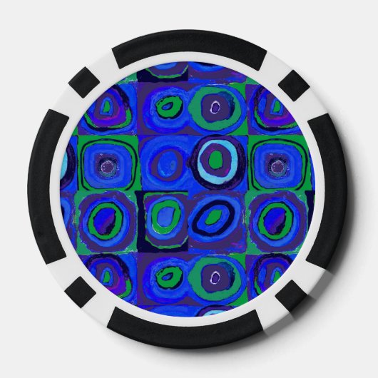 Kandinsky Farbstudie Blue Quadrate Square Circle Poker Chips (Achterkant)