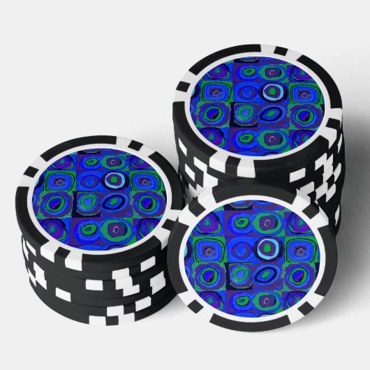 Kandinsky Farbstudie Blue Quadrate Square Circle Poker Chips (Opstapeling)