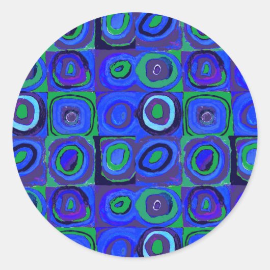 Kandinsky Farbstudie Blue Quadrate Square Circle Ronde Sticker (Voorkant)