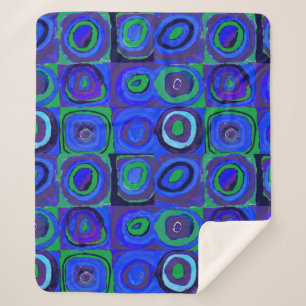 Kandinsky Farbstudie Blue Quadrate Square Circle Sherpa Deken
