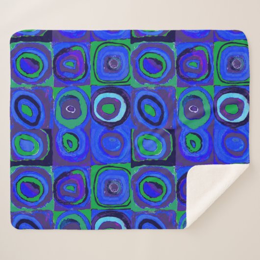 Kandinsky Farbstudie Blue Quadrate Square Circle Sherpa Deken (Voorkant (horizontaal))