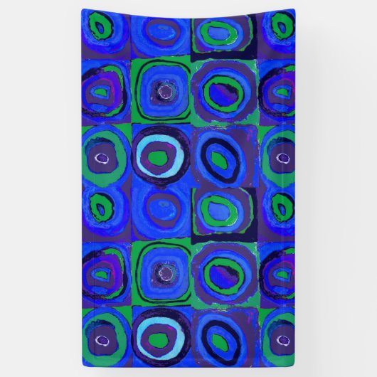 Kandinsky Farbstudie Blue Quadrate Square Circle Spandoek (Verticaal)