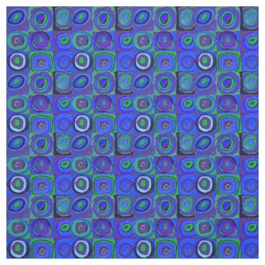 Kandinsky Farbstudie Blue Quadrate Square Circle Stof (Swatch)
