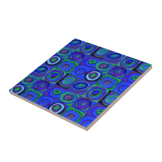 Kandinsky Farbstudie Blue Quadrate Square Circle Tegeltje (Zijkant)
