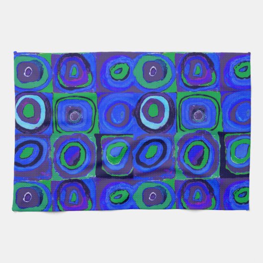 Kandinsky Farbstudie Blue Quadrate Square Circle Theedoek (Horizontaal)