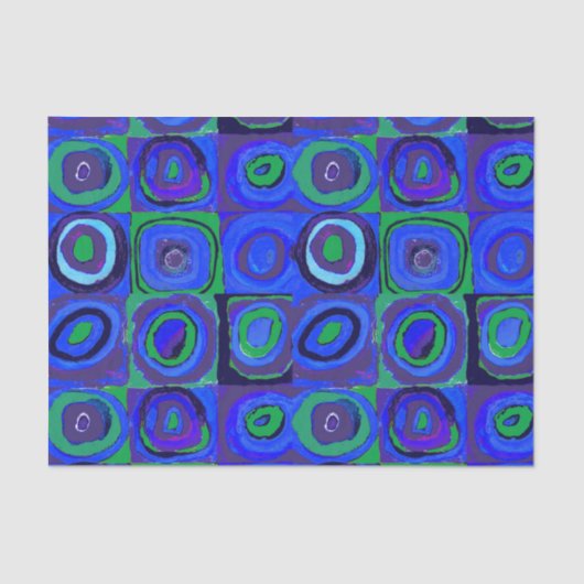 Kandinsky Farbstudie Blue Quadrate Square Circle Tissuepapier (Voorkant)