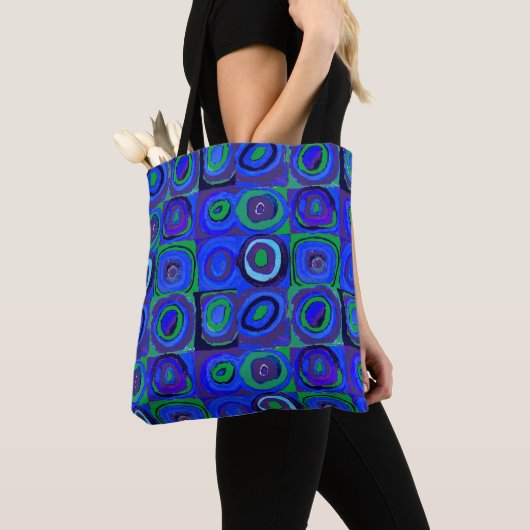 Kandinsky Farbstudie Blue Quadrate Square Circle Tote Bag (Dichtbij)