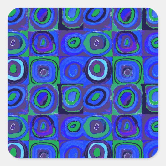 Kandinsky Farbstudie Blue Quadrate Square Circle Vierkante Sticker (Voorkant)
