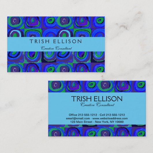 Kandinsky Farbstudie Blue Quadrate Square Circle Visitekaartje (Voorkant / Achterkant)