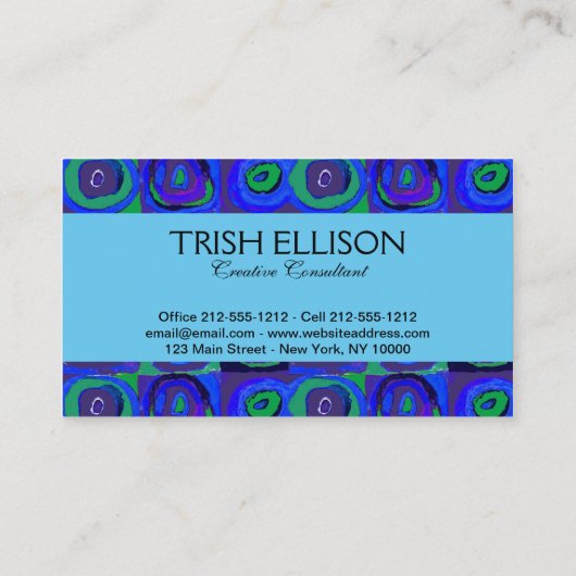 Kandinsky Farbstudie Blue Quadrate Square Circle Visitekaartje (Achterkant)