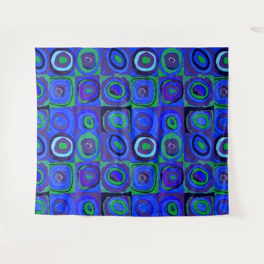 Kandinsky Farbstudie Blue Quadrate Square Circle Wandkleed (Voorkant (horizontaal))