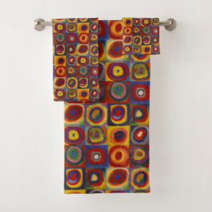 Kandinsky Farbstudie Quadrate Kleurrijke Vierkante Bad Handdoek