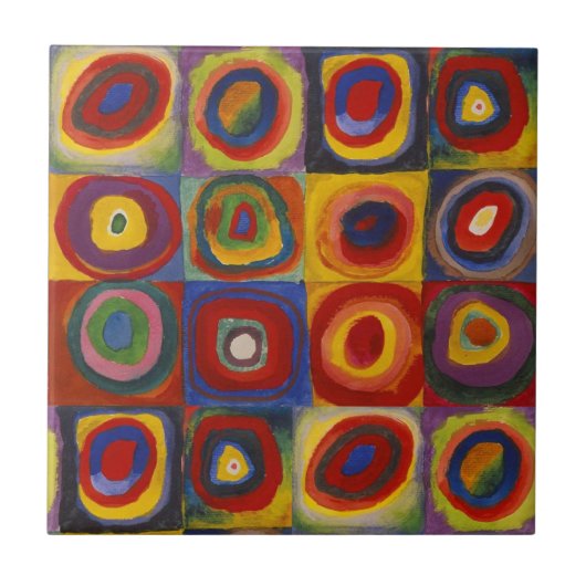 Kandinsky Farbstudie Quadrate Kleurrijke Vierkante Tegeltje (Voorkant)