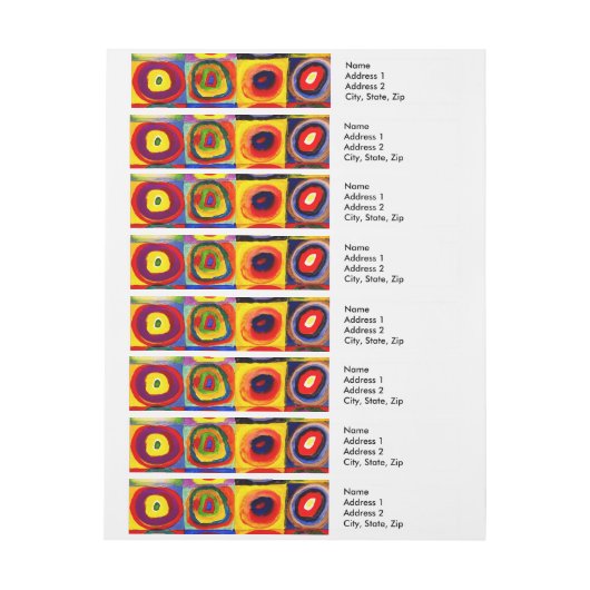 Kandinsky Farbstudie Quadrate Vierkantjes Cirkels  Adreslabel Wikkel (Vel)