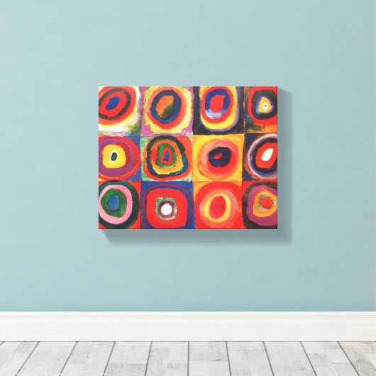 Kandinsky Farbstudie Quadrate Vierkantjes Cirkels  Canvas Afdruk (Insitu (Houten vloer))