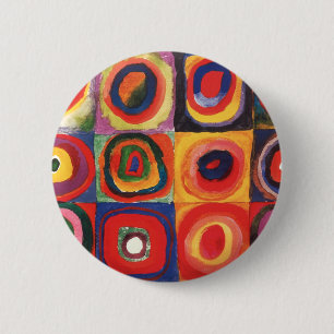 Kandinsky Farbstudie Quadrate Vierkantjes Cirkels Ronde Button 5,7 Cm