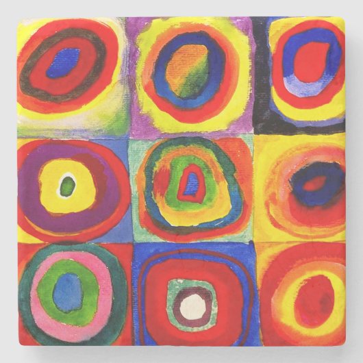 Kandinsky Farbstudie Quadrate Vierkantjes Cirkels  Stenen Onderzetter (Voorkant)