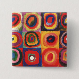 Kandinsky Farbstudie Quadrate Vierkantjes Cirkels  Vierkante Button 5,1 Cm