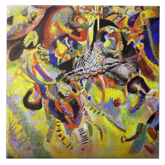 Kandinsky - Fugue, abstracte schilderkunst, Tegeltje (Voorkant)
