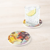 Kandinsky Geel Rood Blauw Abstract schilderij Zandsteen Onderzetter (Zijkant)