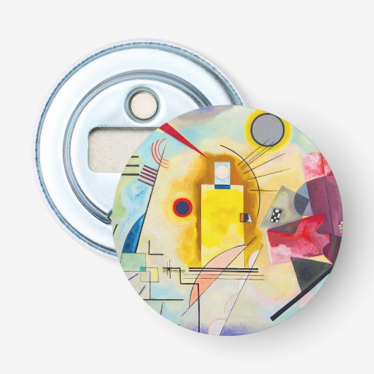 Kandinsky geel-rood-blauw button flesopener (Voorkant)