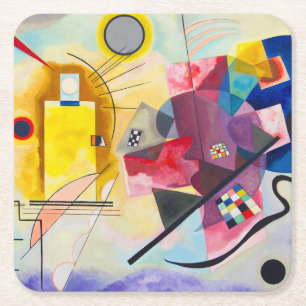 Kandinsky geel-rood-blauw kartonnen onderzetters