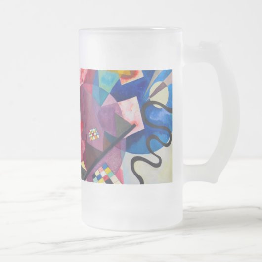 Kandinsky geel-rood-blauw matglas bierpul (Rechts)