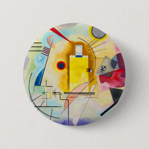 Kandinsky geel-rood-blauw ronde button 5,7 cm