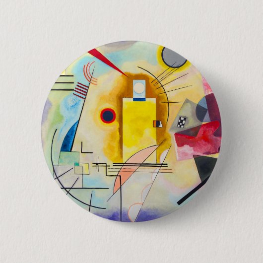 Kandinsky geel-rood-blauw ronde button 5,7 cm (Voorkant)