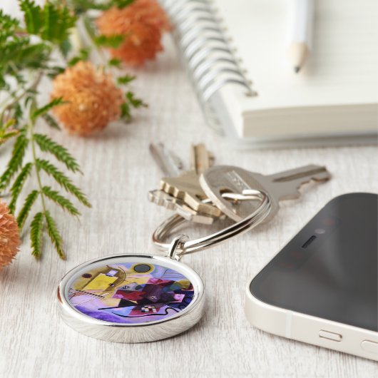 Kandinsky, geel-rood-blauw. sleutelhanger (Zijkant)
