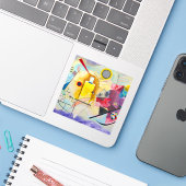Kandinsky geel-rood-blauw sticker (Laptop met iPhone)