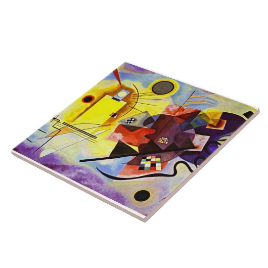 Kandinsky - geel-rood-blauw tegeltje (Zijkant)