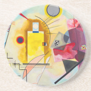 Kandinsky geel-rood-blauw zandsteen onderzetter